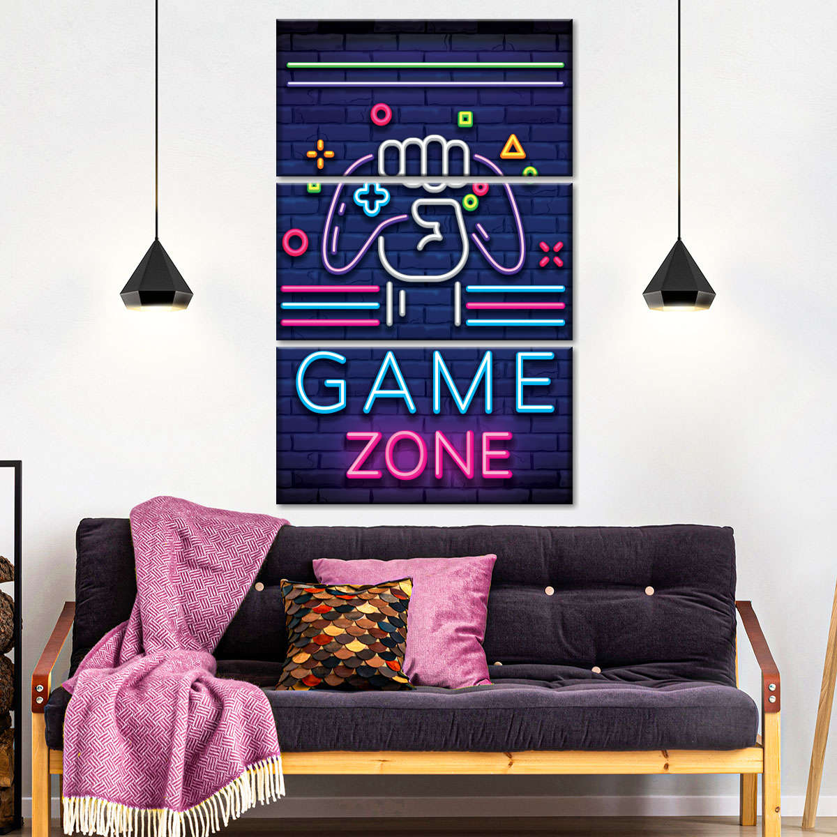 Neon -Spielzone Wandkunst