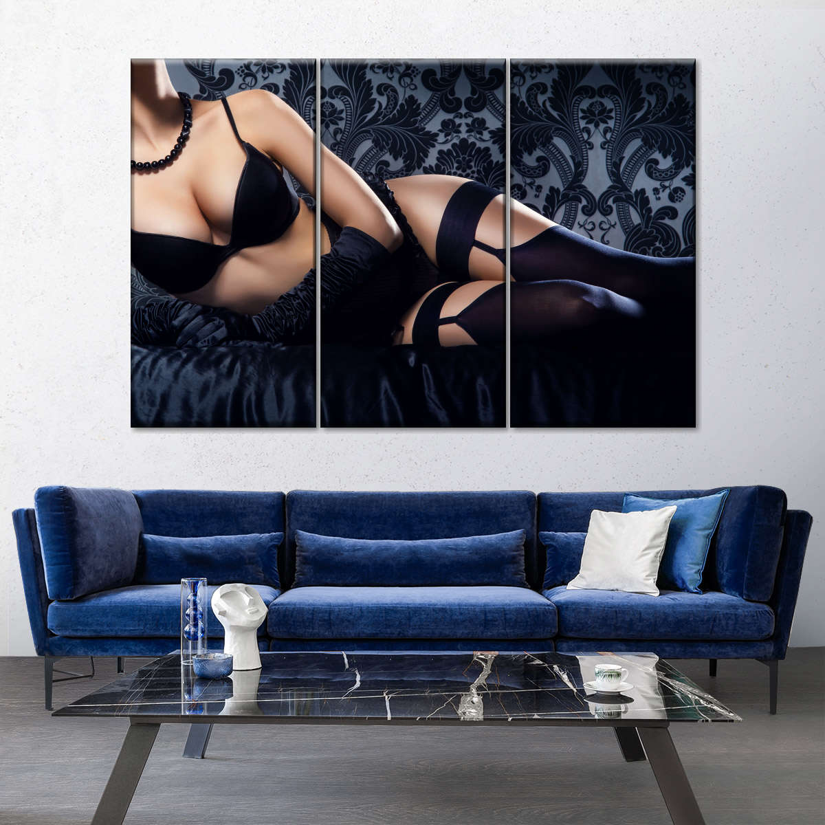 سیاہ دیوار آرٹ میں سیکسی عورت