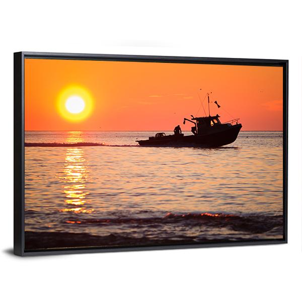 Lobster Fishing Boat Canvas Wall Art-3 Horizontal-Gallery Wrap-25" x 16"-Tiaracle