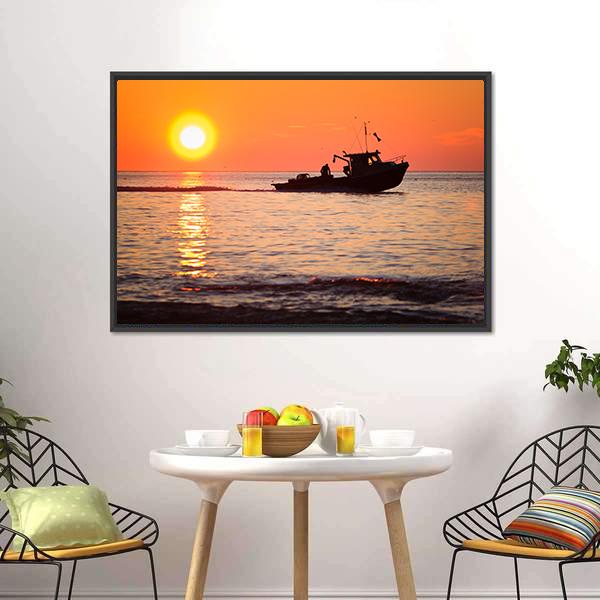 Lobster Fishing Boat Canvas Wall Art-3 Horizontal-Gallery Wrap-25" x 16"-Tiaracle