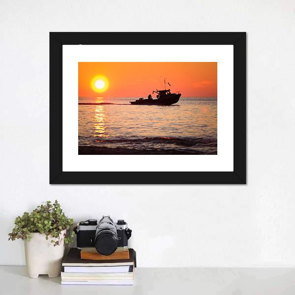 Lobster Fishing Boat Canvas Wall Art-1 Piece-Framed Print-20" x 16"-Tiaracle