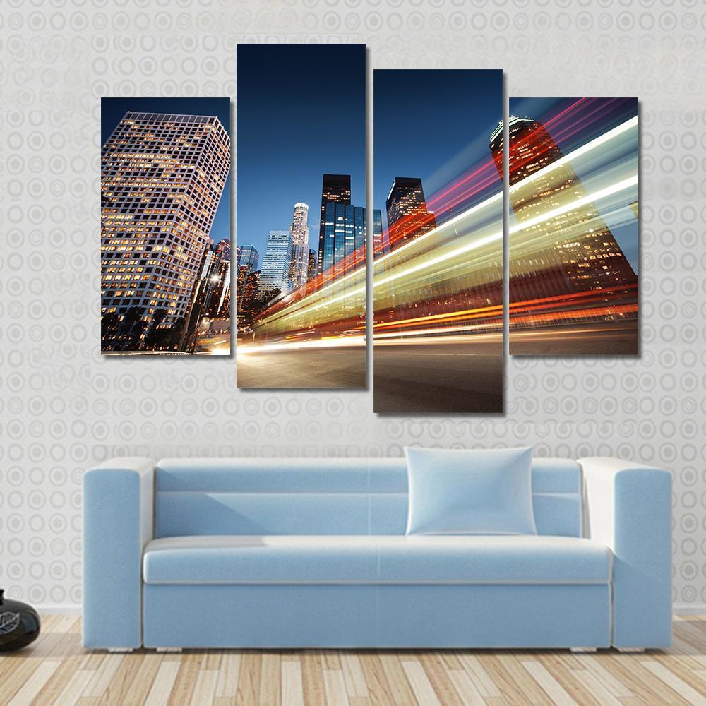 Blurred Bus Speeding Canvas Wall Art-4 Pop-Gallery Wrap-50" x 32"-Tiaracle