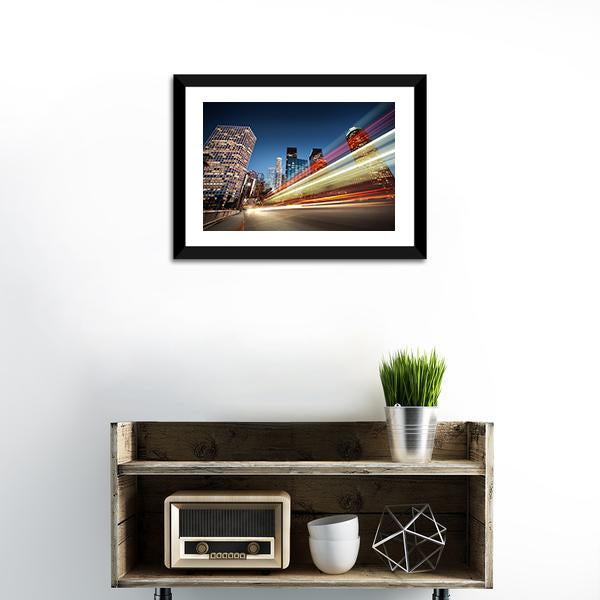 Blurred Bus Speeding Canvas Wall Art-1 Piece-Framed Print-20" x 16"-Tiaracle