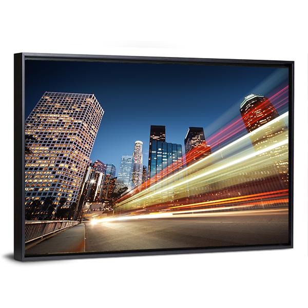 Blurred Bus Speeding Canvas Wall Art-3 Horizontal-Gallery Wrap-25" x 16"-Tiaracle