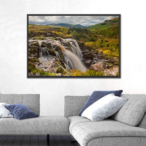 Loup Of Fintry Waterfall Canvas Wall Art-1 Piece-Floating Frame-24" x 16"-Tiaracle
