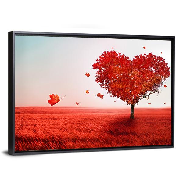 Love Tree In Autumn Canvas Wall Art-3 Horizontal-Gallery Wrap-25" x 16"-Tiaracle