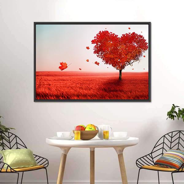 Love Tree In Autumn Canvas Wall Art-3 Horizontal-Gallery Wrap-25" x 16"-Tiaracle