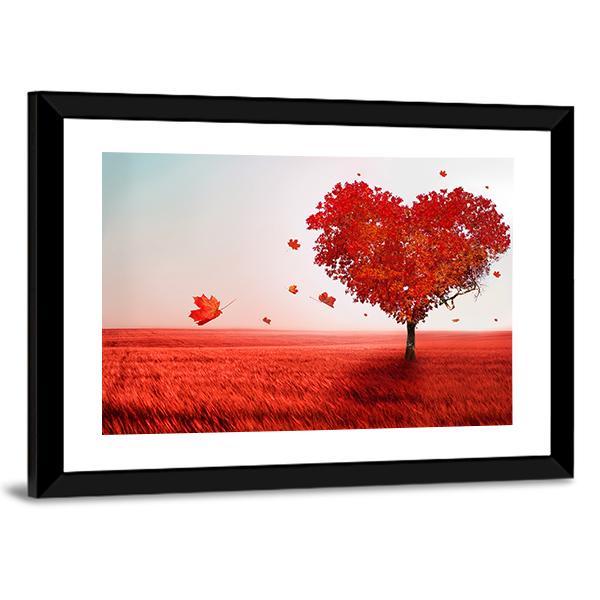 Love Tree In Autumn Canvas Wall Art-3 Horizontal-Gallery Wrap-25" x 16"-Tiaracle