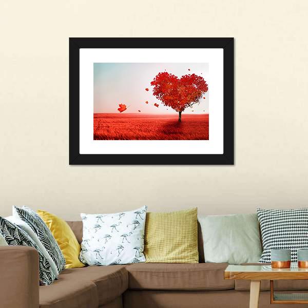 Love Tree In Autumn Canvas Wall Art-3 Horizontal-Gallery Wrap-25" x 16"-Tiaracle