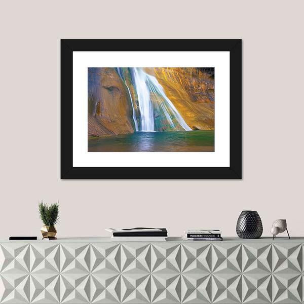 Lower Calf Creek Falls Canvas Wall Art-1 Piece-Framed Print-20" x 16"-Tiaracle