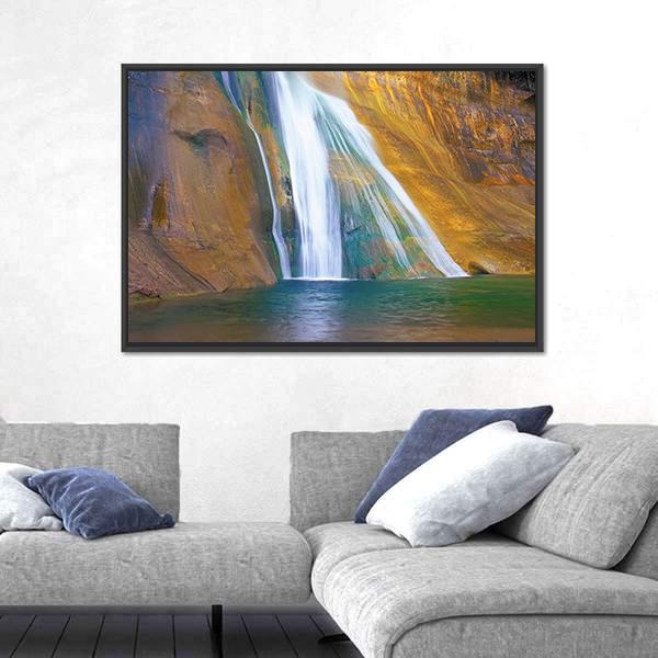 Lower Calf Creek Falls Canvas Wall Art-3 Horizontal-Gallery Wrap-25" x 16"-Tiaracle