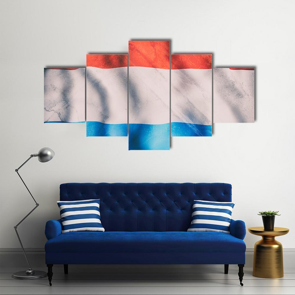 Waving Luxembourg Flag Canvas Wall Art-5 Star-Gallery Wrap-62" x 32"-Tiaracle
