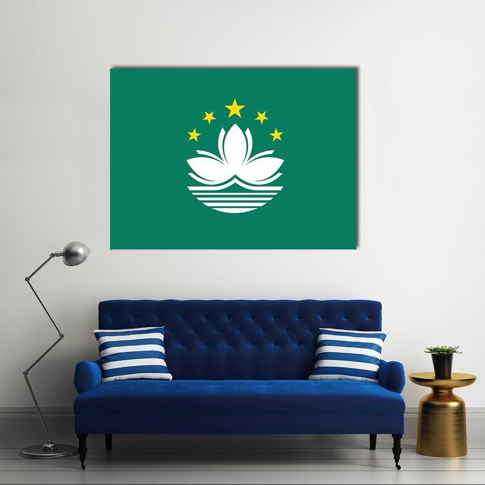 Macau Flag Canvas Wall Art-1 Piece-Gallery Wrap-48" x 32"-Tiaracle