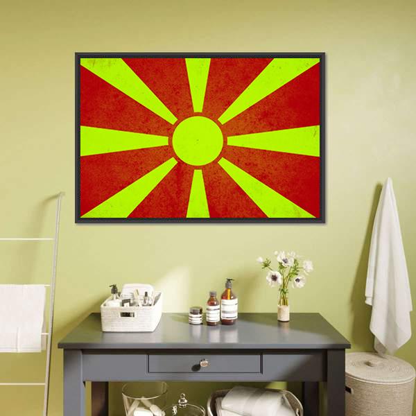Macedonia Flag Canvas Wall Art-1 Piece-Floating Frame-24" x 16"-Tiaracle