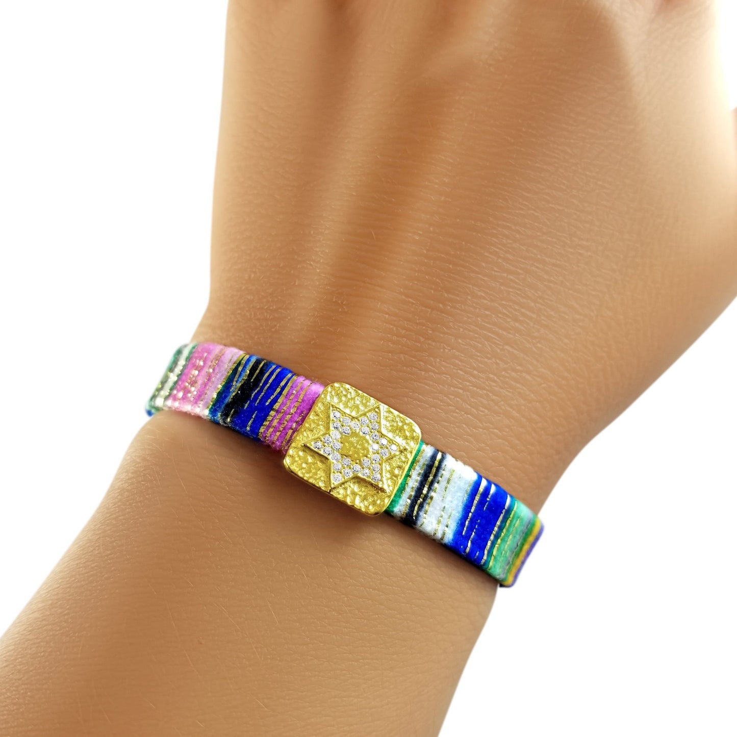 Blaues jüdisches Stern-Tribal-Handarmband 