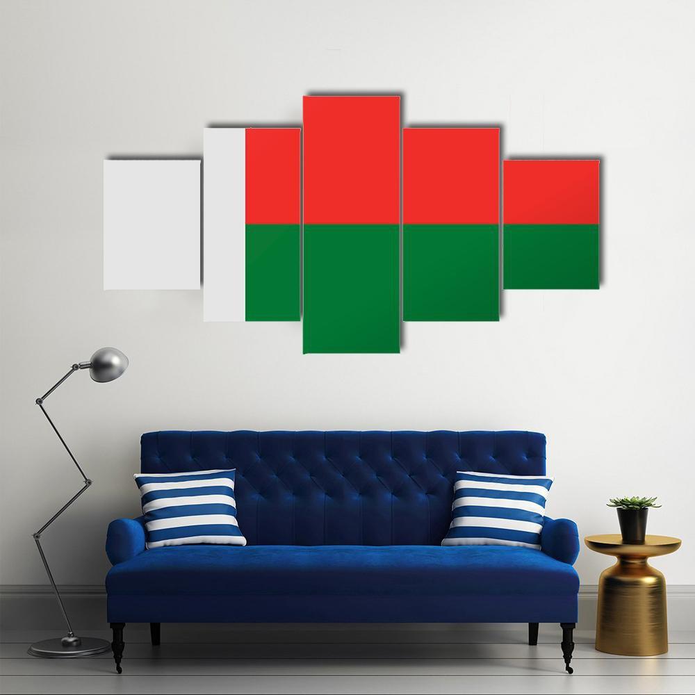 Madagascar Flag Canvas Wall Art-5 Star-Gallery Wrap-62" x 32"-Tiaracle