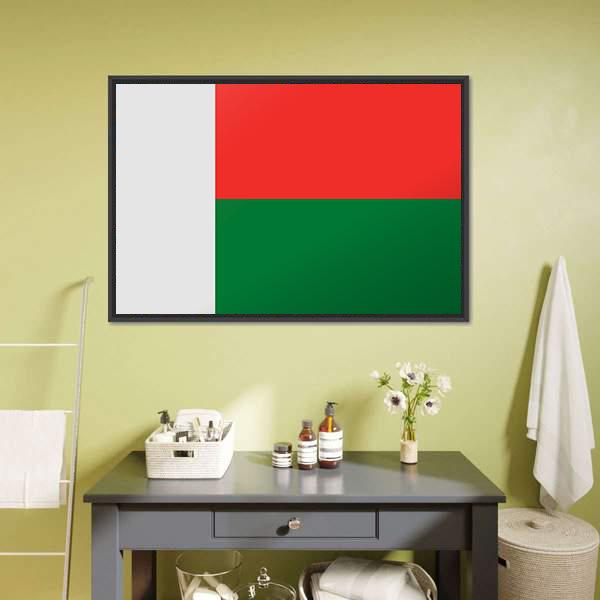 Madagascar Flag Canvas Wall Art-1 Piece-Floating Frame-24" x 16"-Tiaracle