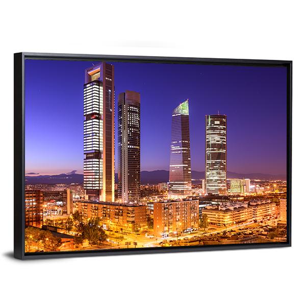 Madrid Financial District Skyline Canvas Wall Art-3 Horizontal-Gallery Wrap-25" x 16"-Tiaracle