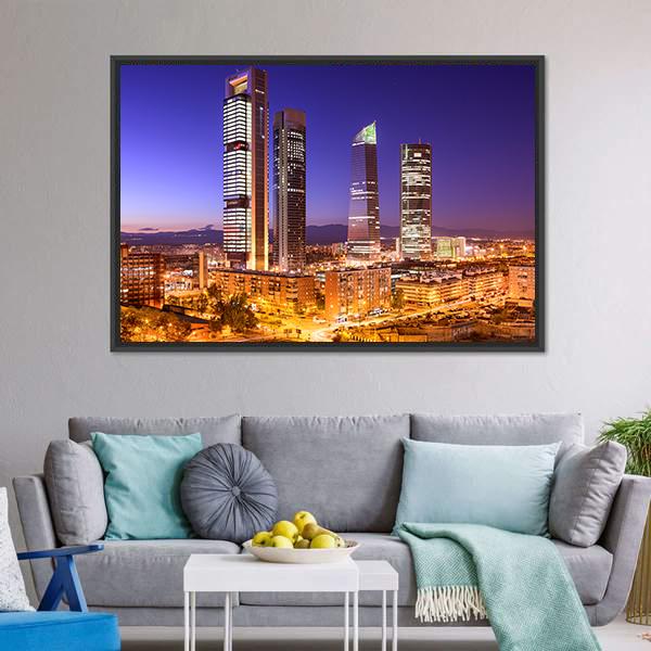 Madrid Financial District Skyline Canvas Wall Art-3 Horizontal-Gallery Wrap-25" x 16"-Tiaracle