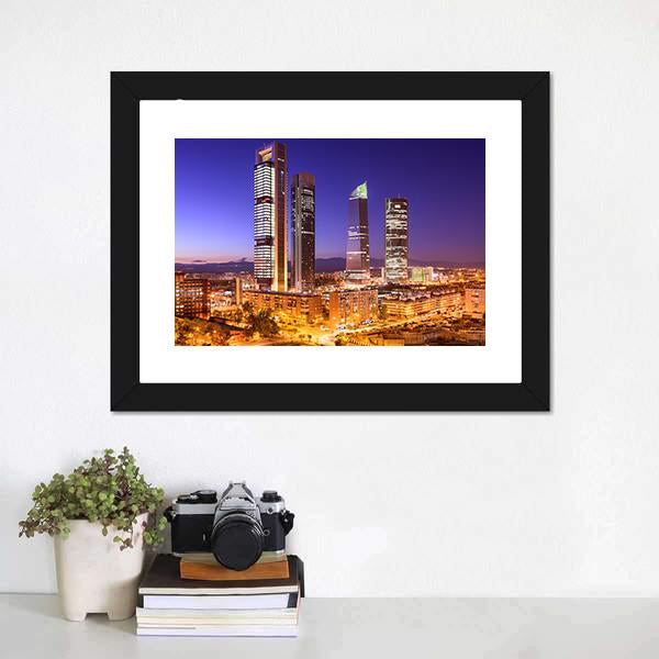 Madrid Financial District Skyline Canvas Wall Art-1 Piece-Framed Print-20" x 16"-Tiaracle