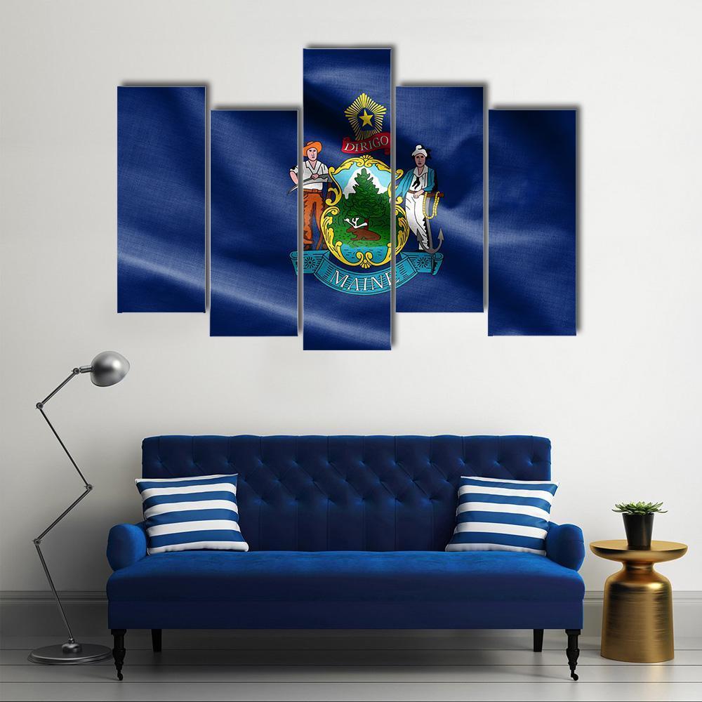 Maine Flag Canvas Wall Art-5 Pop-Gallery Wrap-47" x 32"-Tiaracle