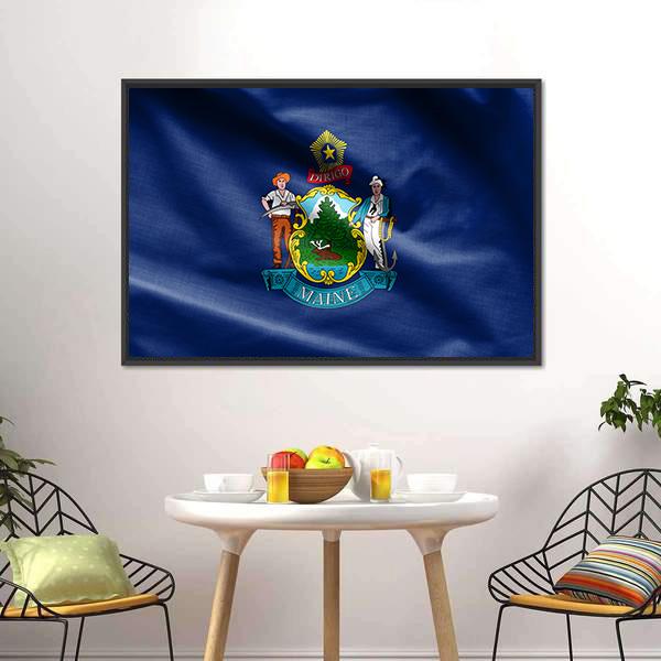 Maine Flag Canvas Wall Art-3 Horizontal-Gallery Wrap-25" x 16"-Tiaracle