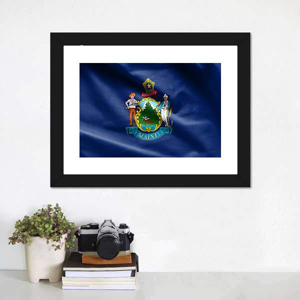 Maine Flag Canvas Wall Art-1 Piece-Framed Print-20" x 16"-Tiaracle