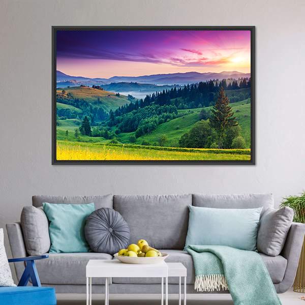 Majestic Sunset In Carpathian Canvas Wall Art-3 Horizontal-Gallery Wrap-25" x 16"-Tiaracle