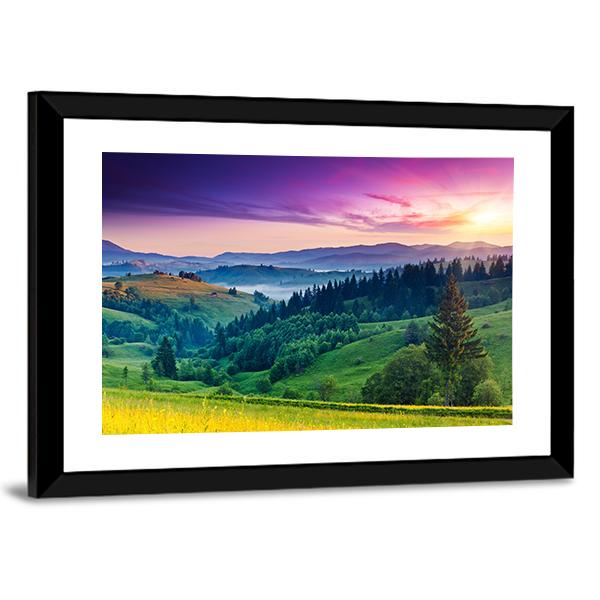 Majestic Sunset In Carpathian Canvas Wall Art-3 Horizontal-Gallery Wrap-25" x 16"-Tiaracle