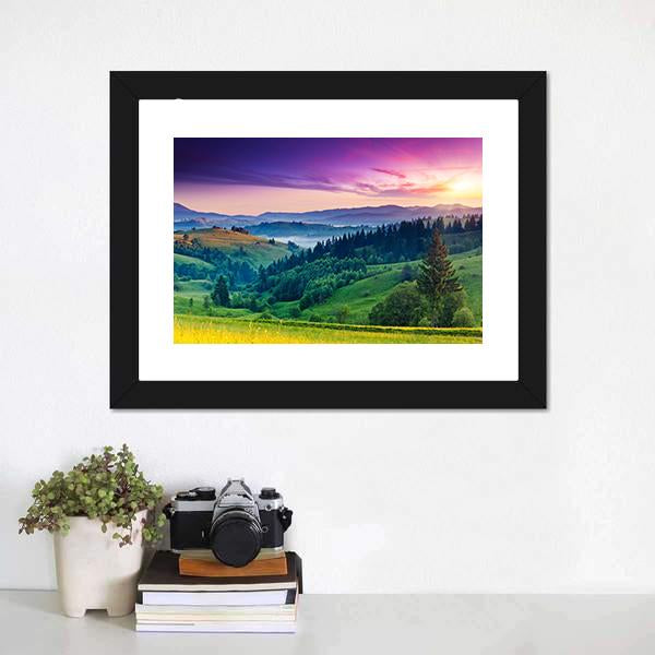 Majestic Sunset In Carpathian Canvas Wall Art-1 Piece-Framed Print-20" x 16"-Tiaracle