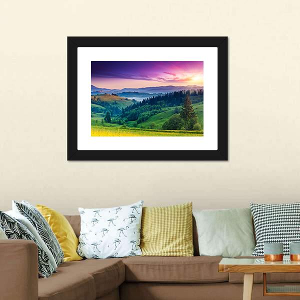 Majestic Sunset In Carpathian Canvas Wall Art-3 Horizontal-Gallery Wrap-25" x 16"-Tiaracle