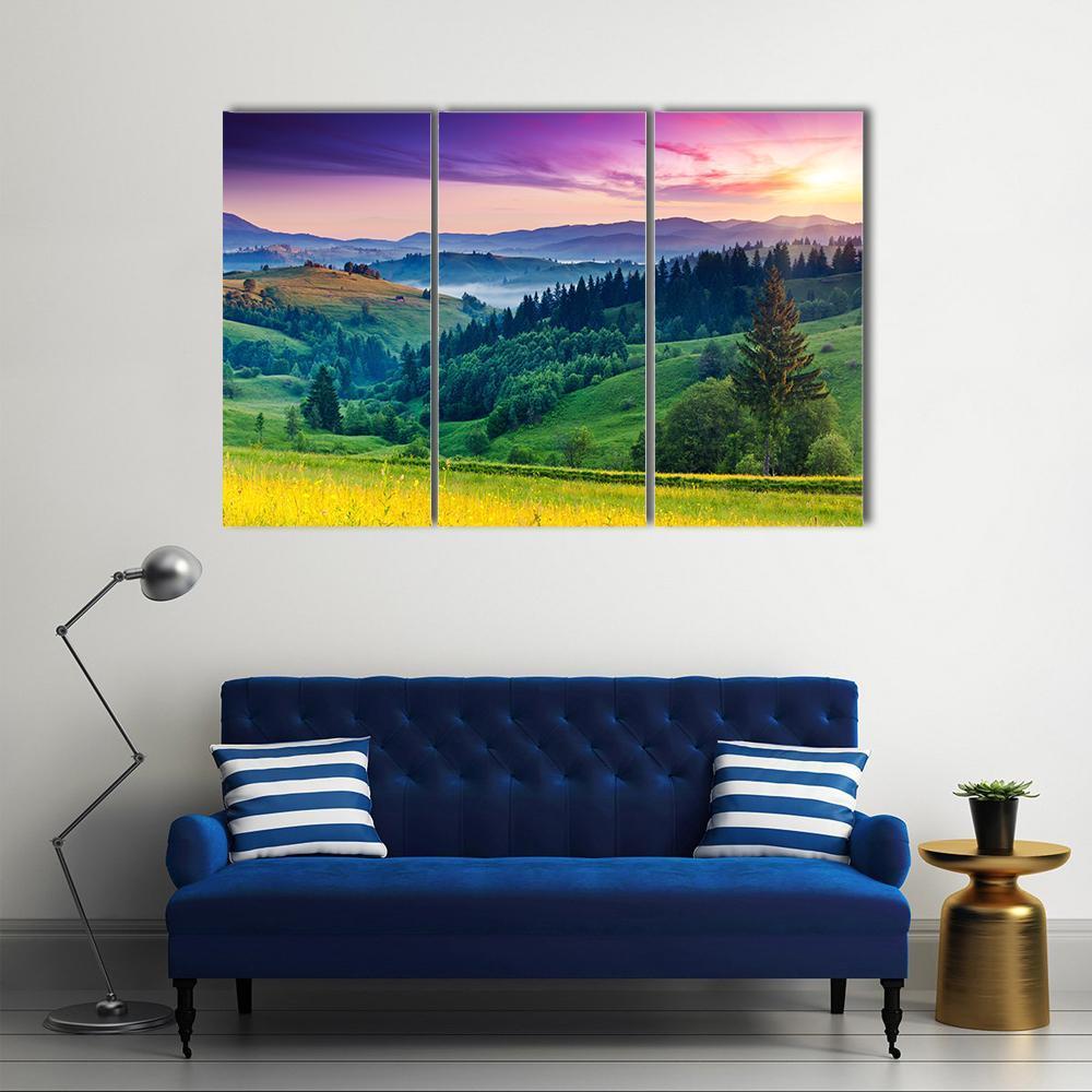 Majestic Sunset In Carpathian Canvas Wall Art-3 Horizontal-Gallery Wrap-37" x 24"-Tiaracle