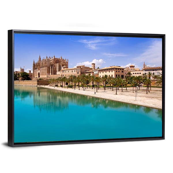 Majorca La Seu Cathedral Canvas Wall Art-3 Horizontal-Gallery Wrap-25" x 16"-Tiaracle