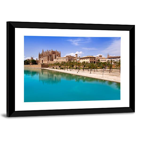Majorca La Seu Cathedral Canvas Wall Art-3 Horizontal-Gallery Wrap-25" x 16"-Tiaracle