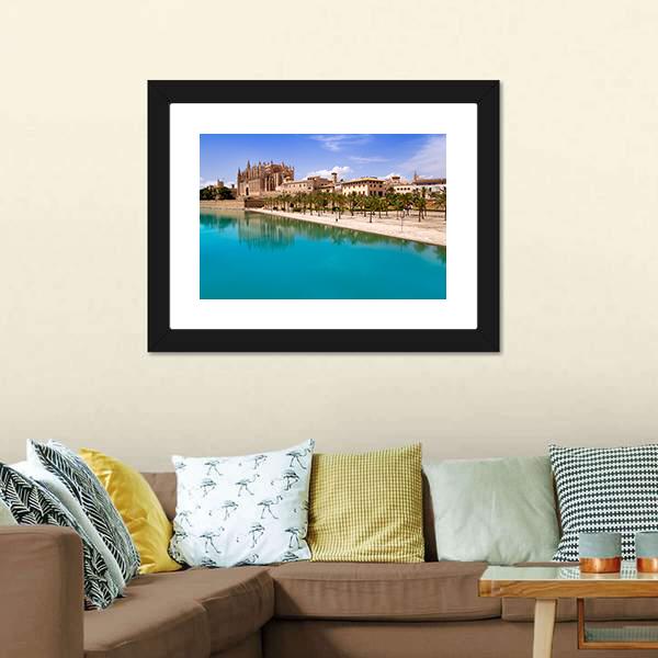 Majorca La Seu Cathedral Canvas Wall Art-3 Horizontal-Gallery Wrap-25" x 16"-Tiaracle