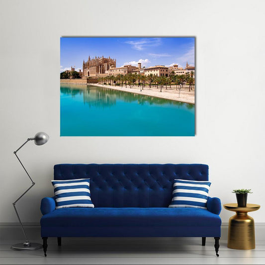 Majorca La Seu Cathedral Canvas Wall Art-1 Piece-Gallery Wrap-48" x 32"-Tiaracle