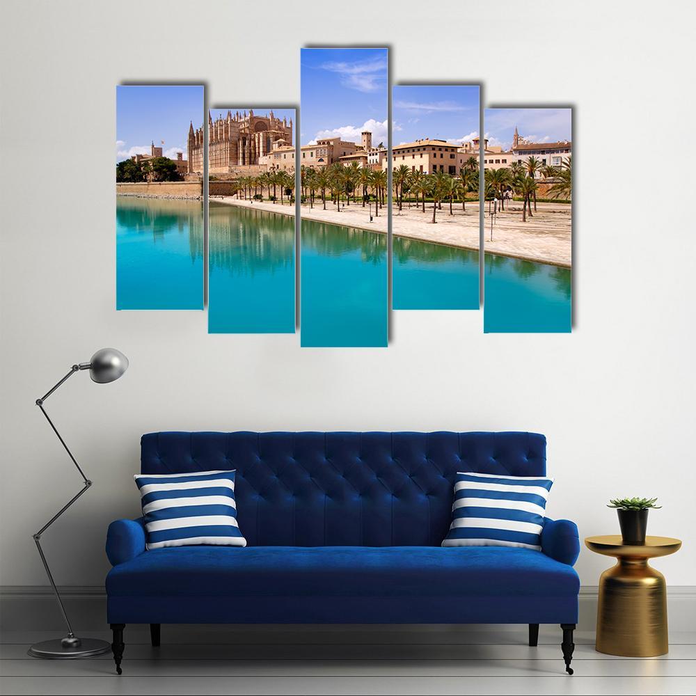 Majorca La Seu Cathedral Canvas Wall Art-5 Pop-Gallery Wrap-47" x 32"-Tiaracle