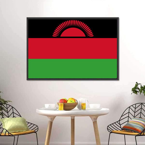 Malawi Flag Canvas Wall Art-3 Horizontal-Gallery Wrap-25" x 16"-Tiaracle