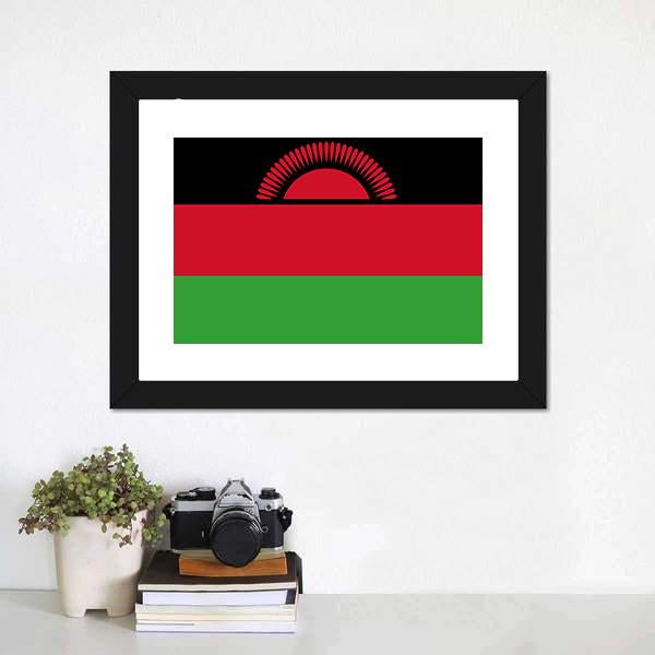 Malawi Flag Canvas Wall Art-1 Piece-Framed Print-20" x 16"-Tiaracle