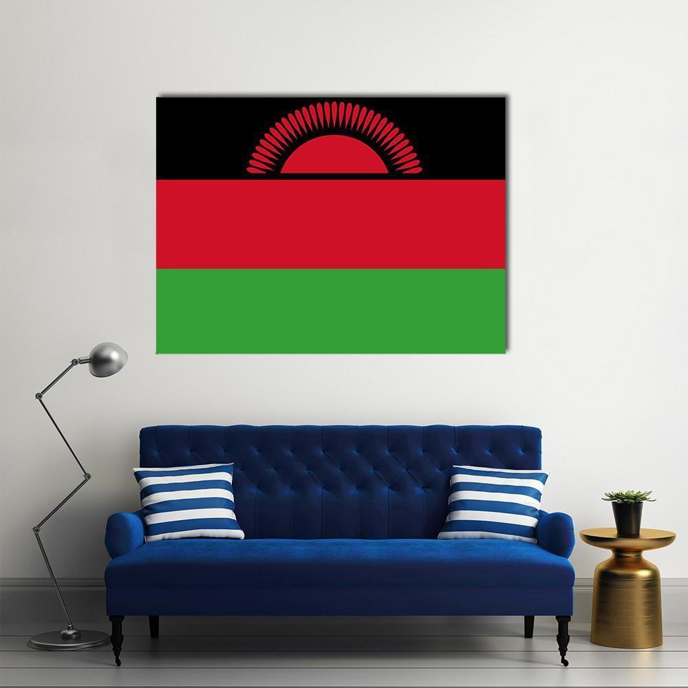 Malawi Flag Canvas Wall Art-1 Piece-Gallery Wrap-48" x 32"-Tiaracle