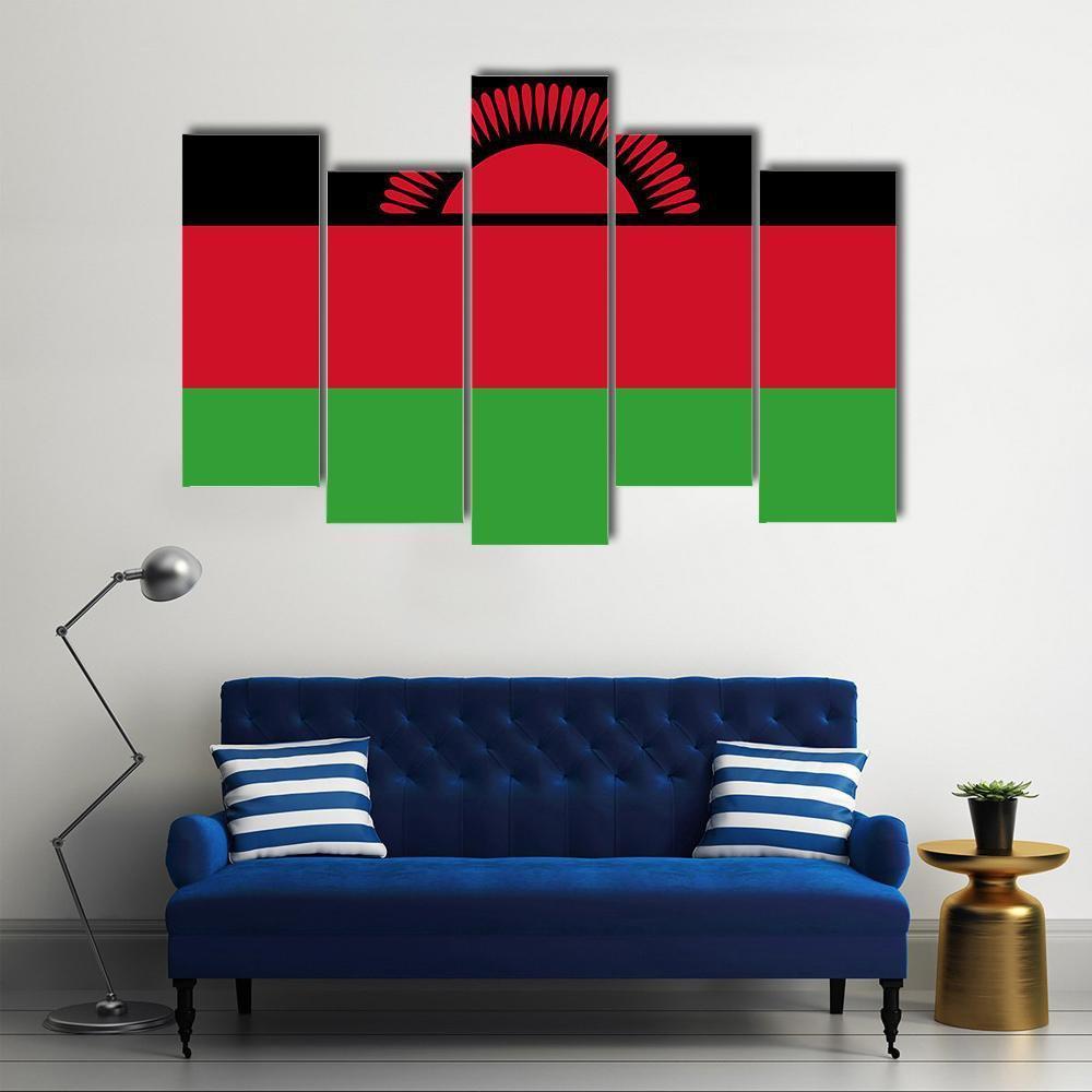 Malawi Flag Canvas Wall Art-5 Pop-Gallery Wrap-47" x 32"-Tiaracle