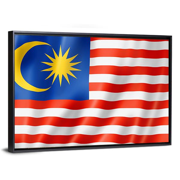 Malaysia Flag Canvas Wall Art-3 Horizontal-Gallery Wrap-25" x 16"-Tiaracle