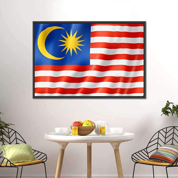Malaysia Flag Canvas Wall Art-3 Horizontal-Gallery Wrap-25" x 16"-Tiaracle