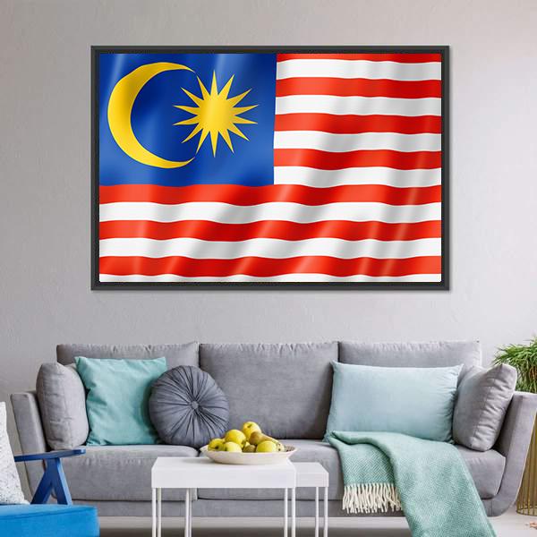 Malaysia Flag Canvas Wall Art-3 Horizontal-Gallery Wrap-25" x 16"-Tiaracle