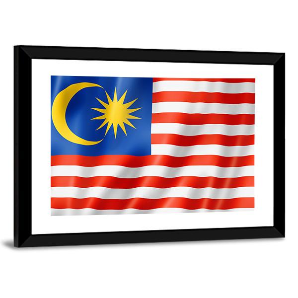 Malaysia Flag Canvas Wall Art-3 Horizontal-Gallery Wrap-25" x 16"-Tiaracle
