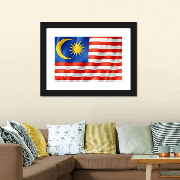 Malaysia Flag Canvas Wall Art-3 Horizontal-Gallery Wrap-25" x 16"-Tiaracle
