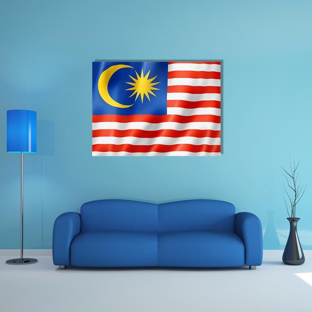 Malaysia Flag Canvas Wall Art-1 Piece-Gallery Wrap-48" x 32"-Tiaracle