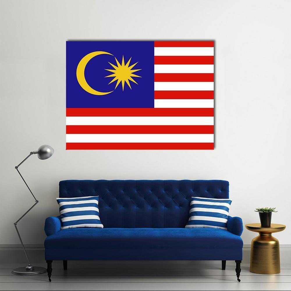 Flag Of Malaysia Canvas Wall Art-1 Piece-Gallery Wrap-48" x 32"-Tiaracle