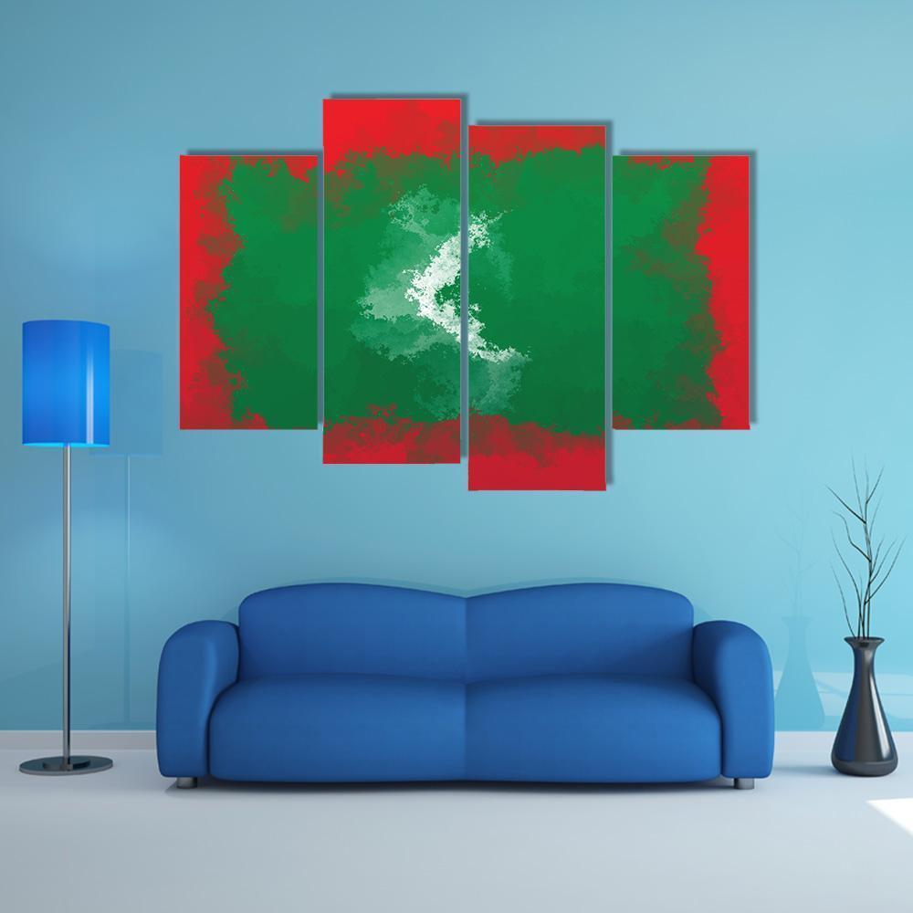 Grunge Maldives Flag Canvas Wall Art-4 Pop-Gallery Wrap-50" x 32"-Tiaracle