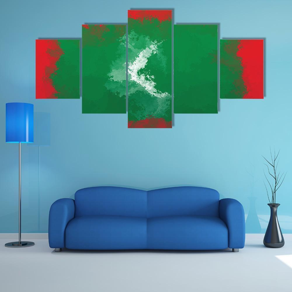 Grunge Maldives Flag Canvas Wall Art-5 Star-Gallery Wrap-62" x 32"-Tiaracle